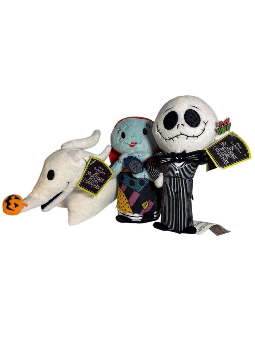 3 The Nightmare Before Christmas Plush Toys Jack Sally & Zero Just Play 6" NEW